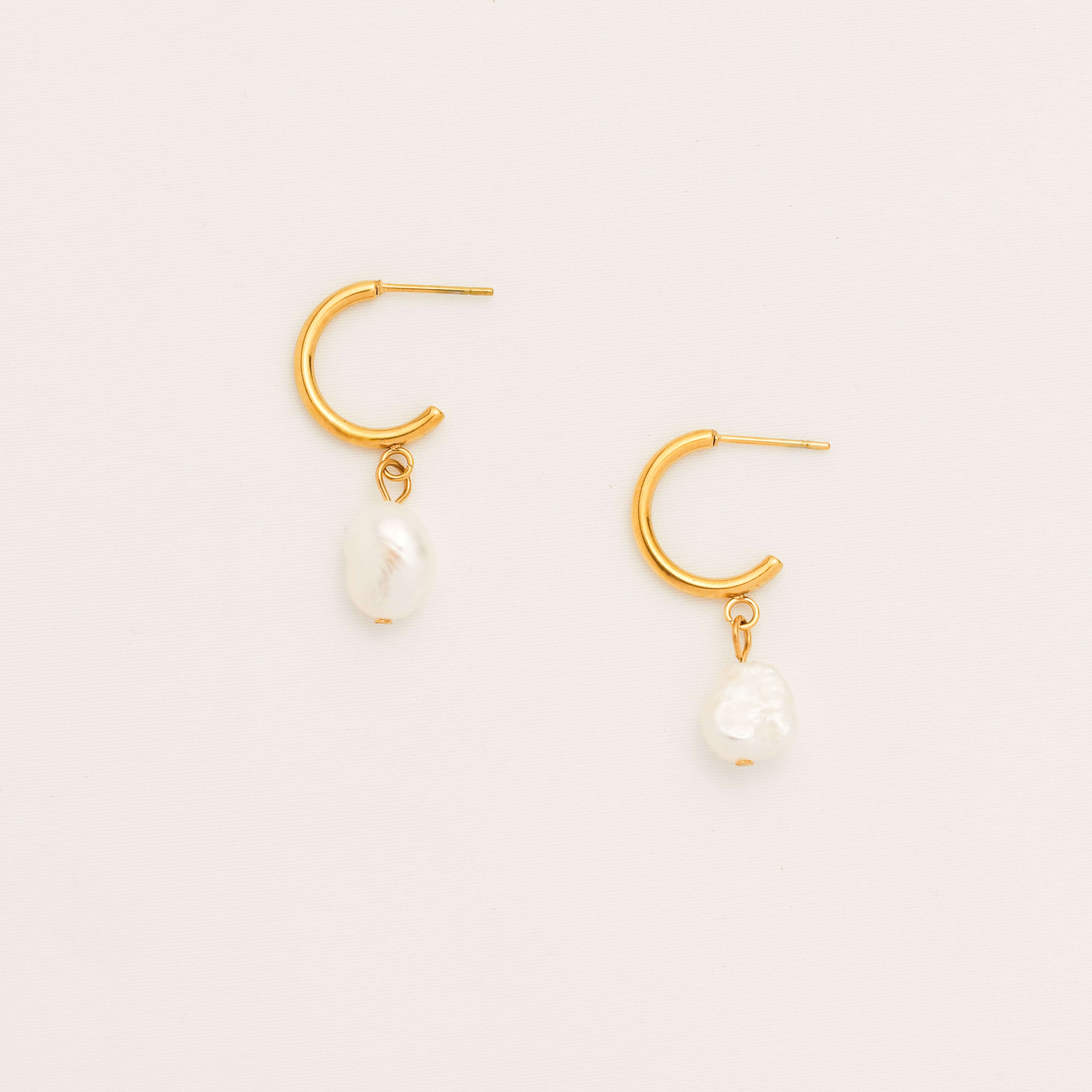 Freshwater pearl Open Hoop Earrings