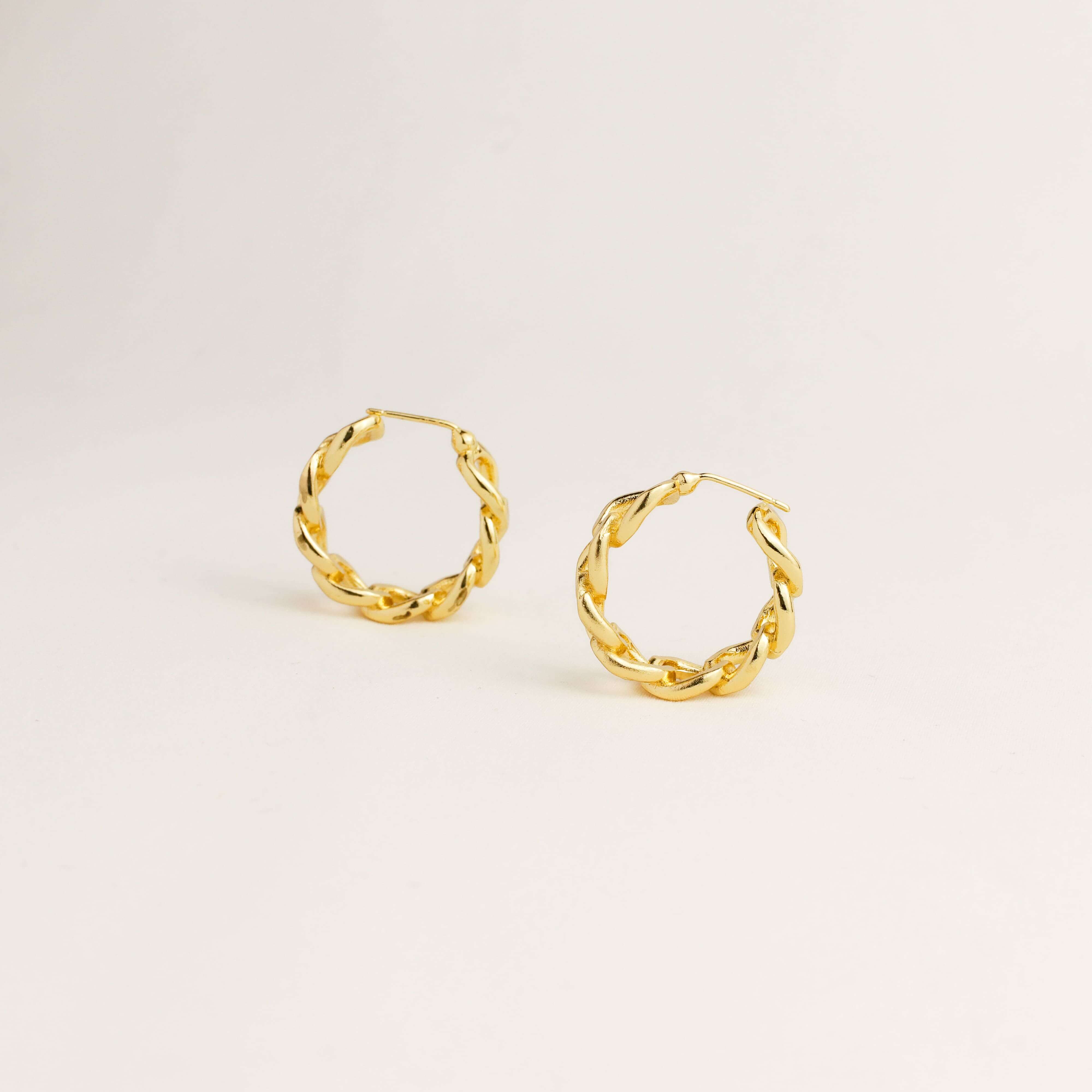 link chain hoop earrings gold