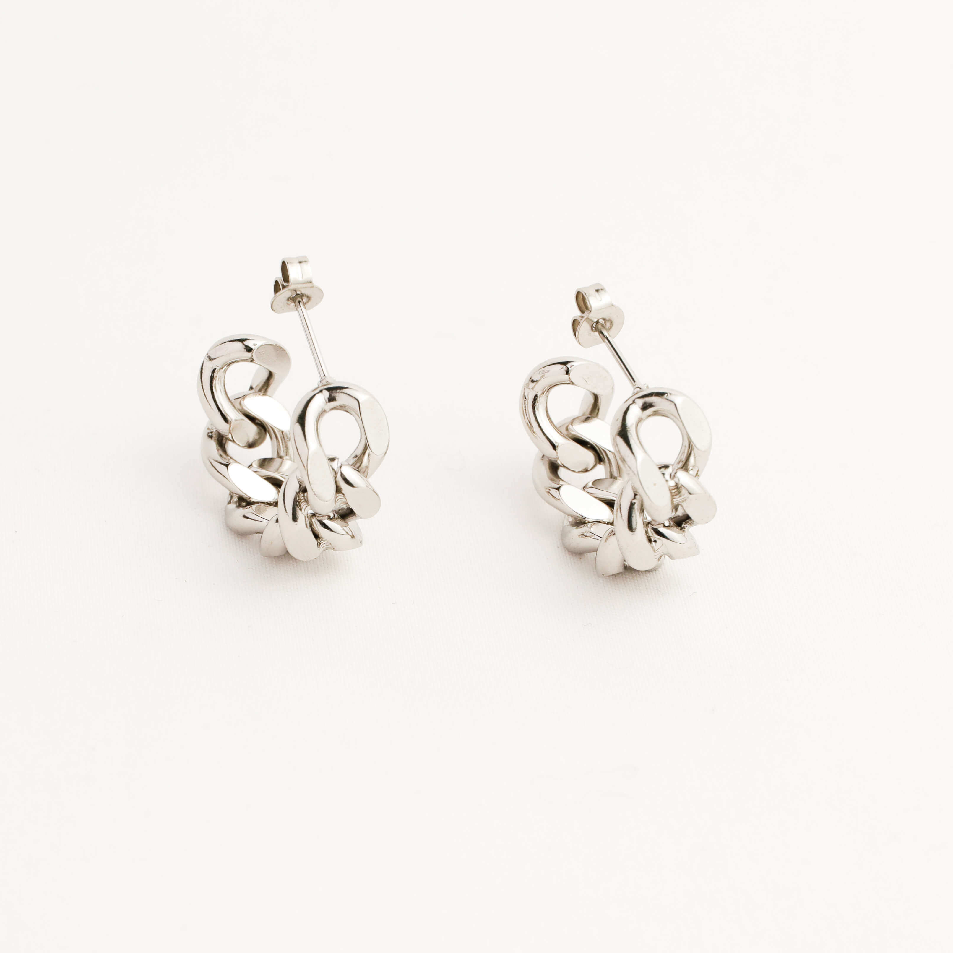 link chain hoop earrings silver