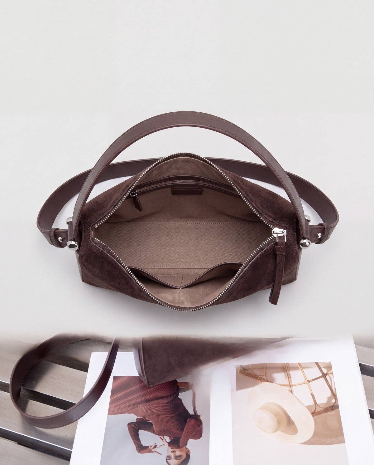 Asti bag in Chocolate – interior view