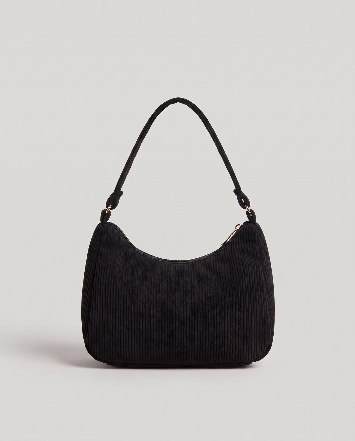 Aura corduroy shoulder bag in Black – back view