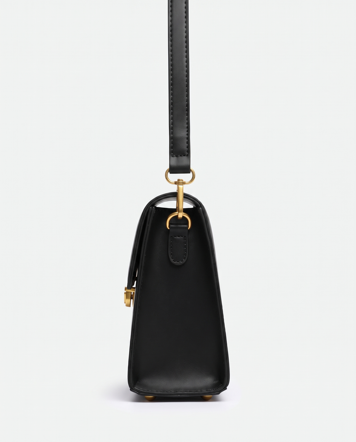Bloc square vegan leather crossbody bag in Black – side view