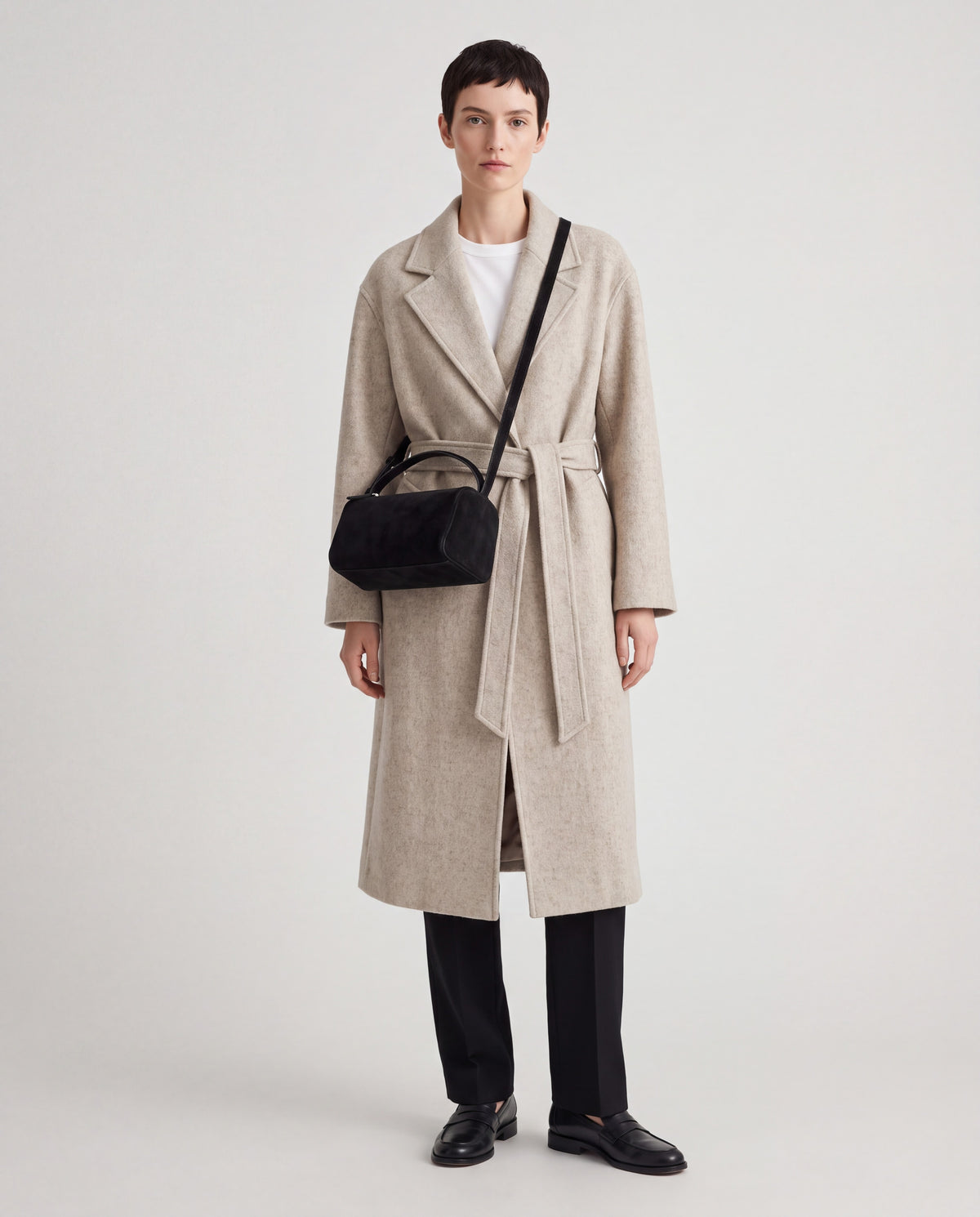 Brera bag in Black – worn by model, full length
