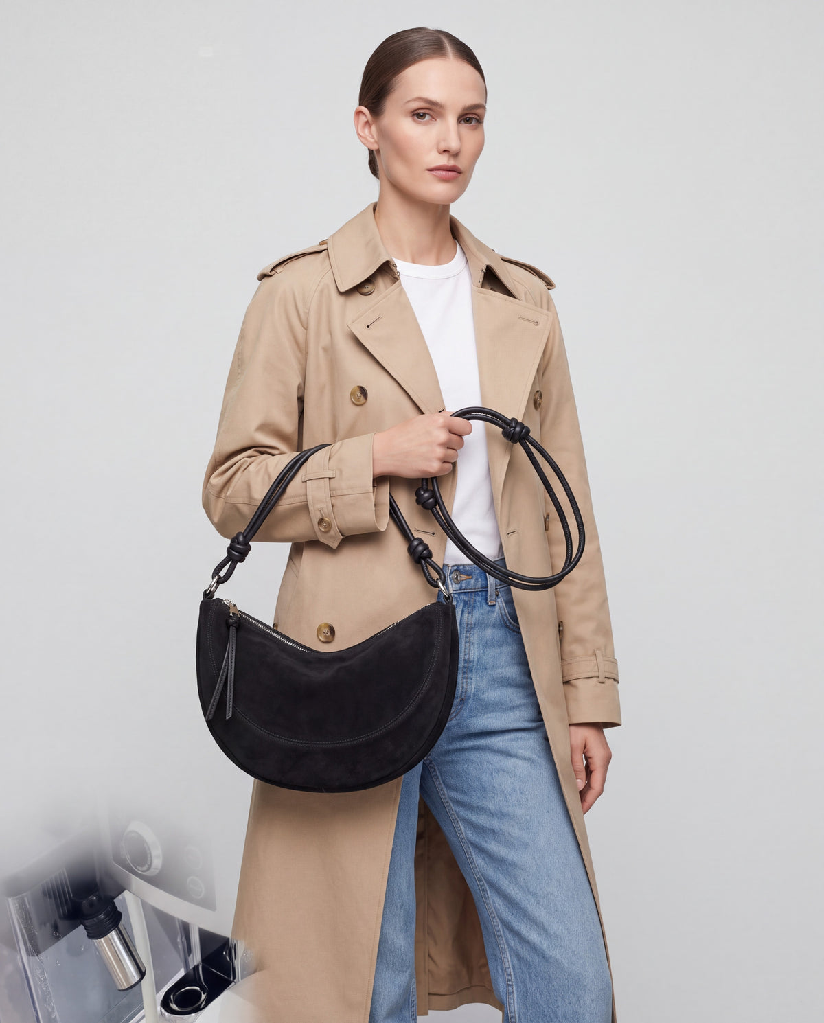Bruma bag in Black – worn by model, close-up