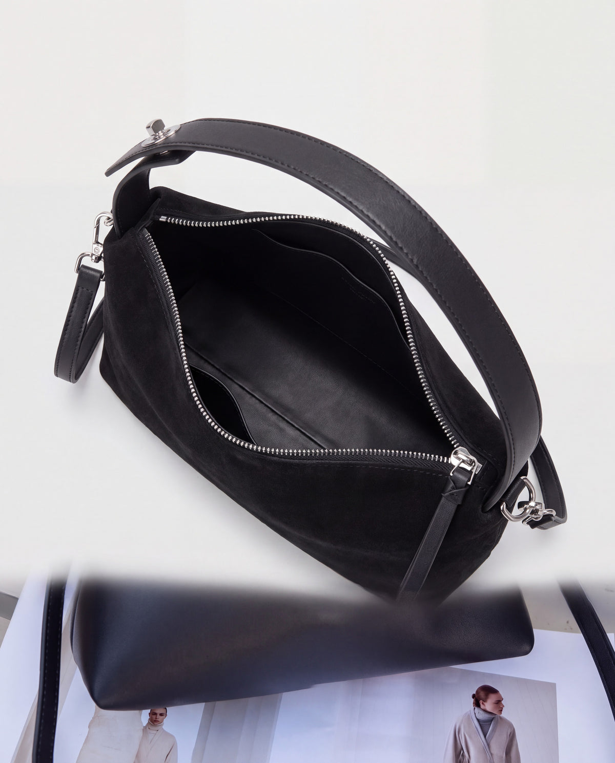 Calma bag in Onyx – interior view