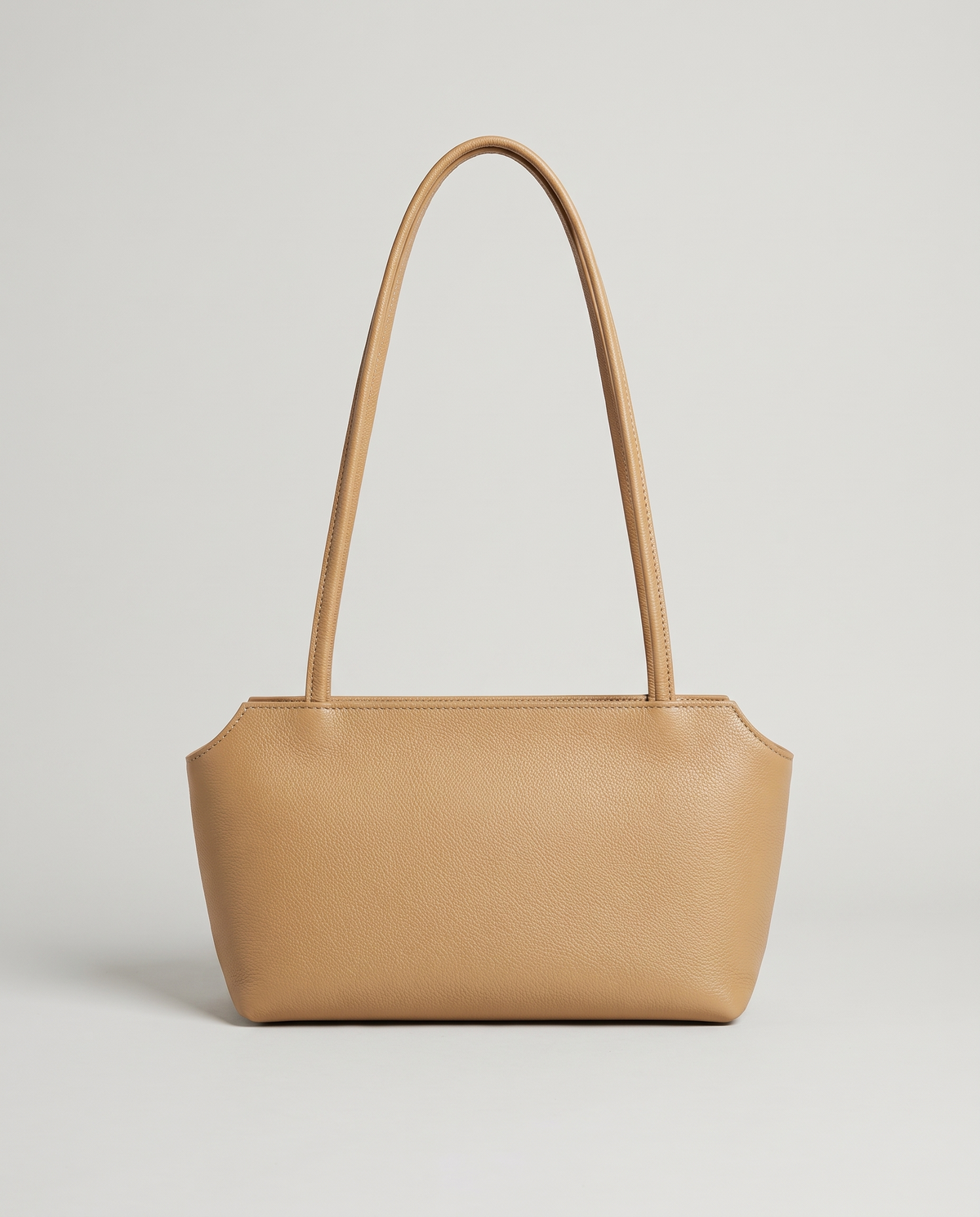 Capri leather shoulder bag in tan, front view