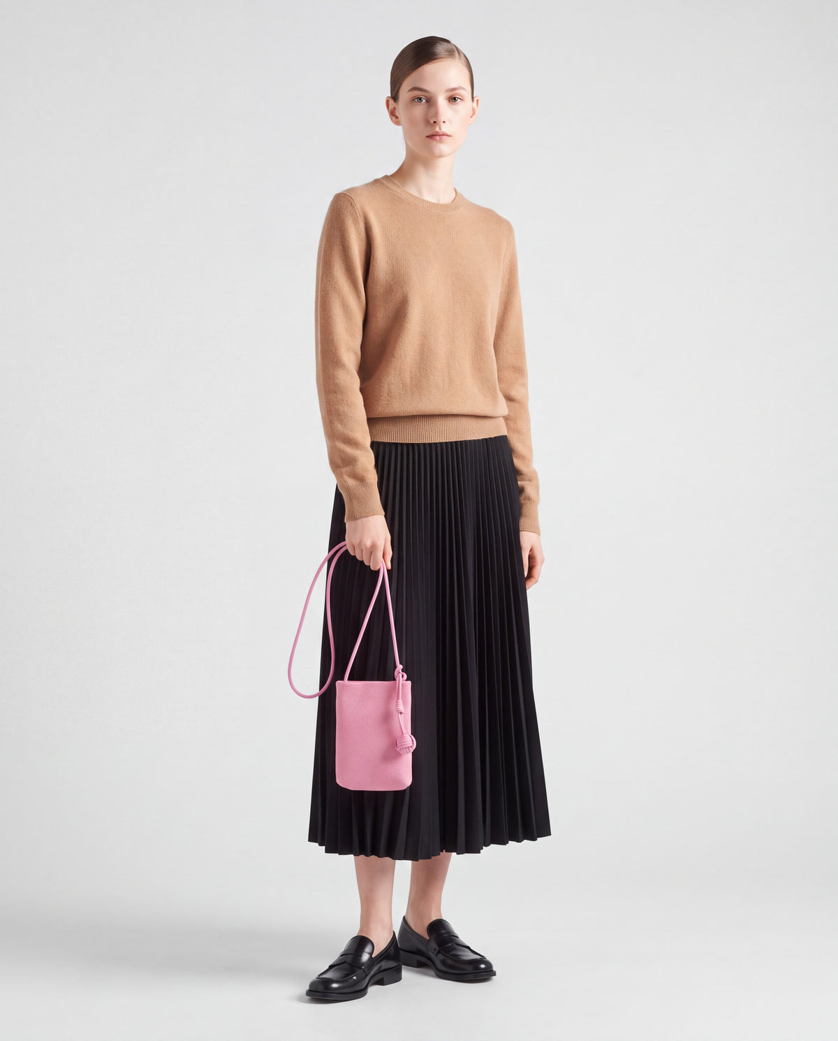 Cara bag in Pink – worn by model, close-up