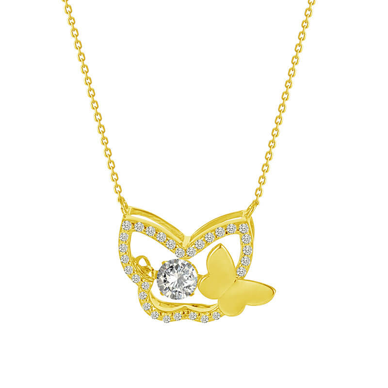 Gold chain necklace with butterfly pendant