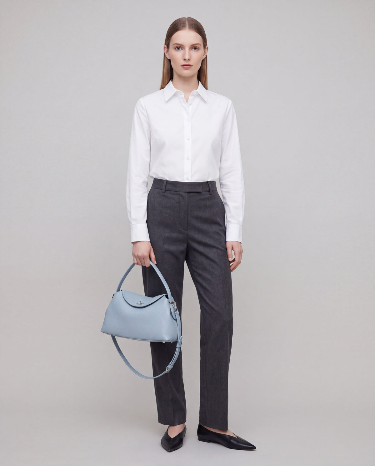 Corda bag in Sky – worn by model, close-up