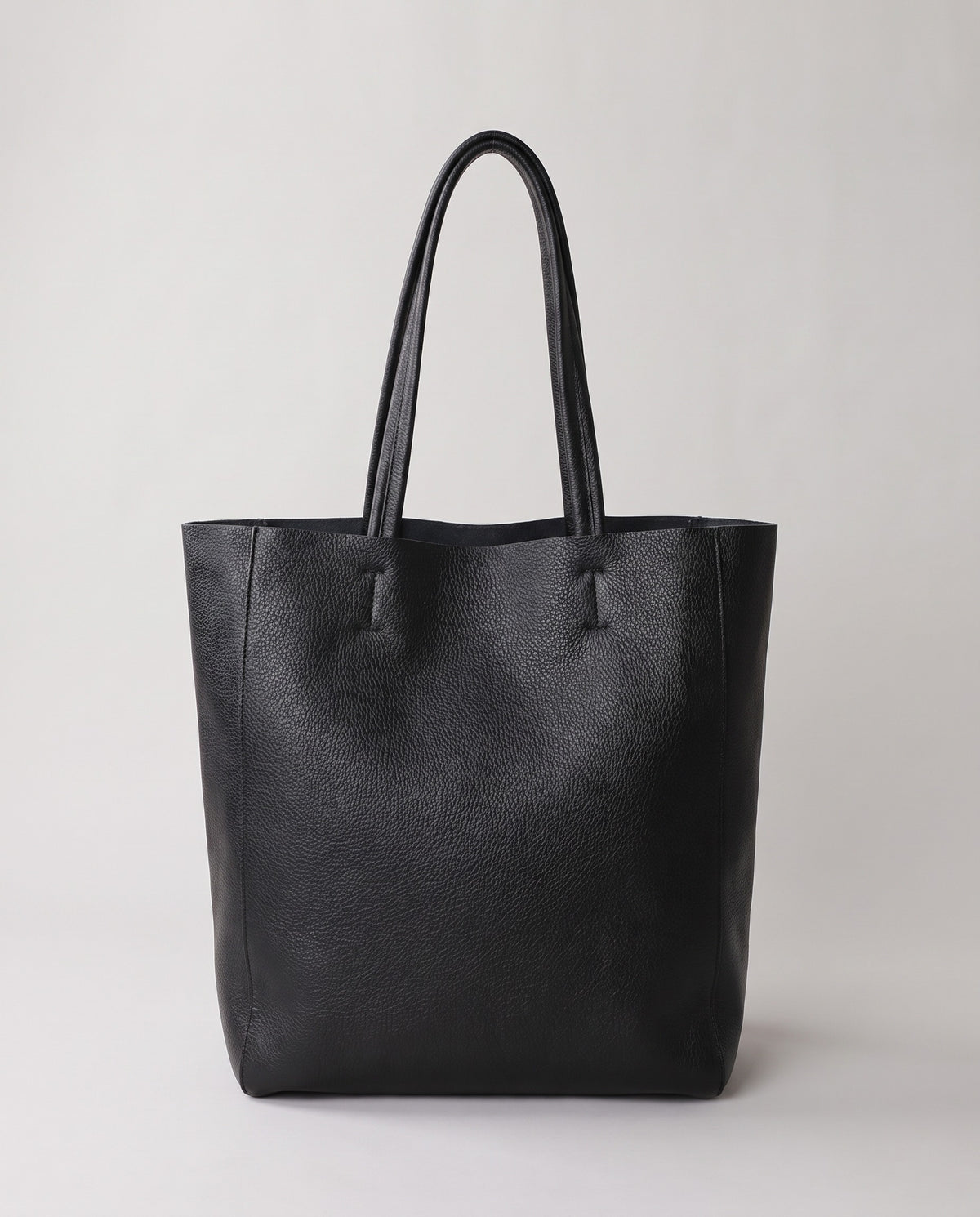Costa leather tote in black, front view