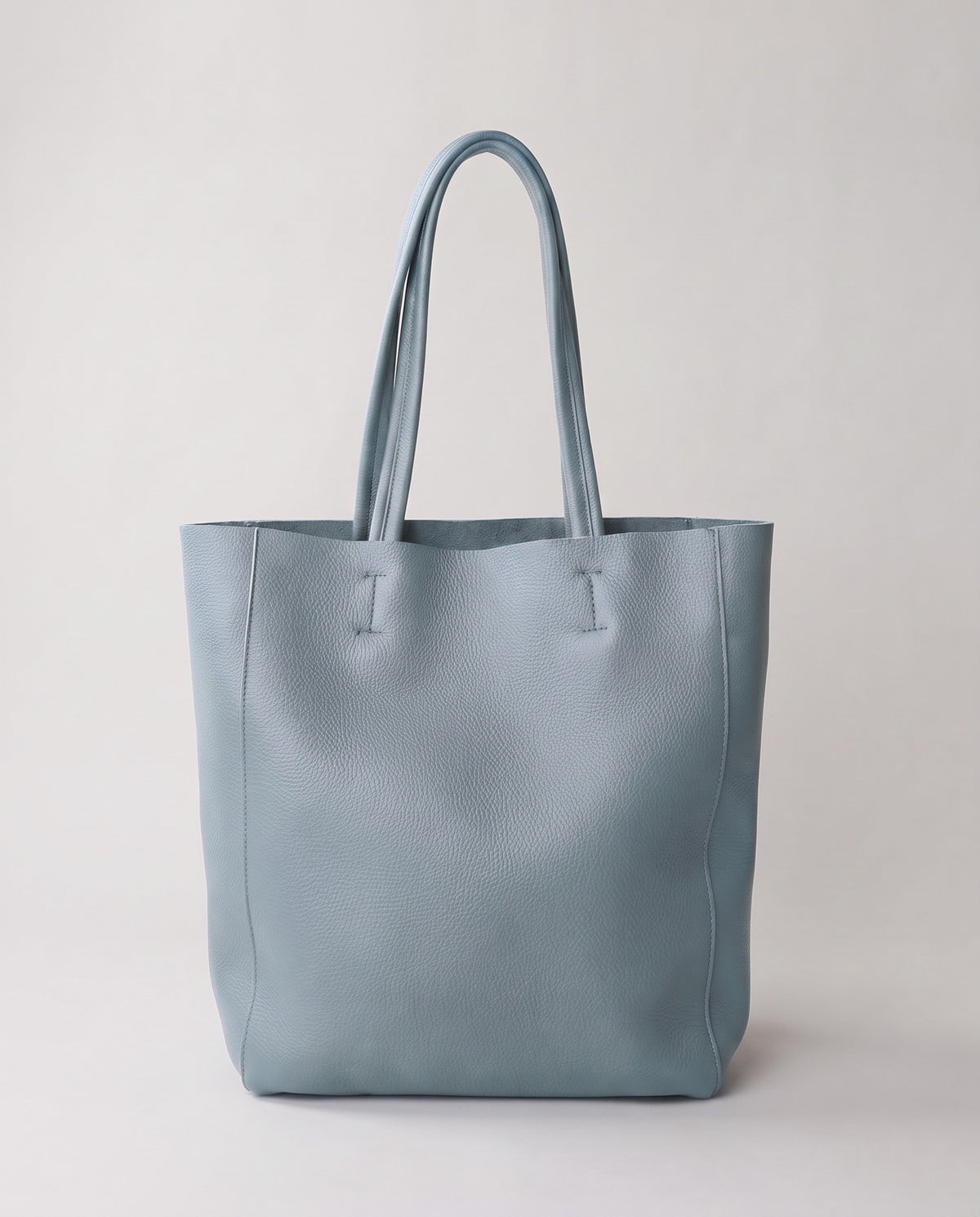 Costa leather tote in blue, front view