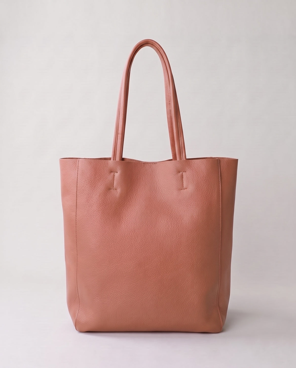 Costa leather tote in blush, back view