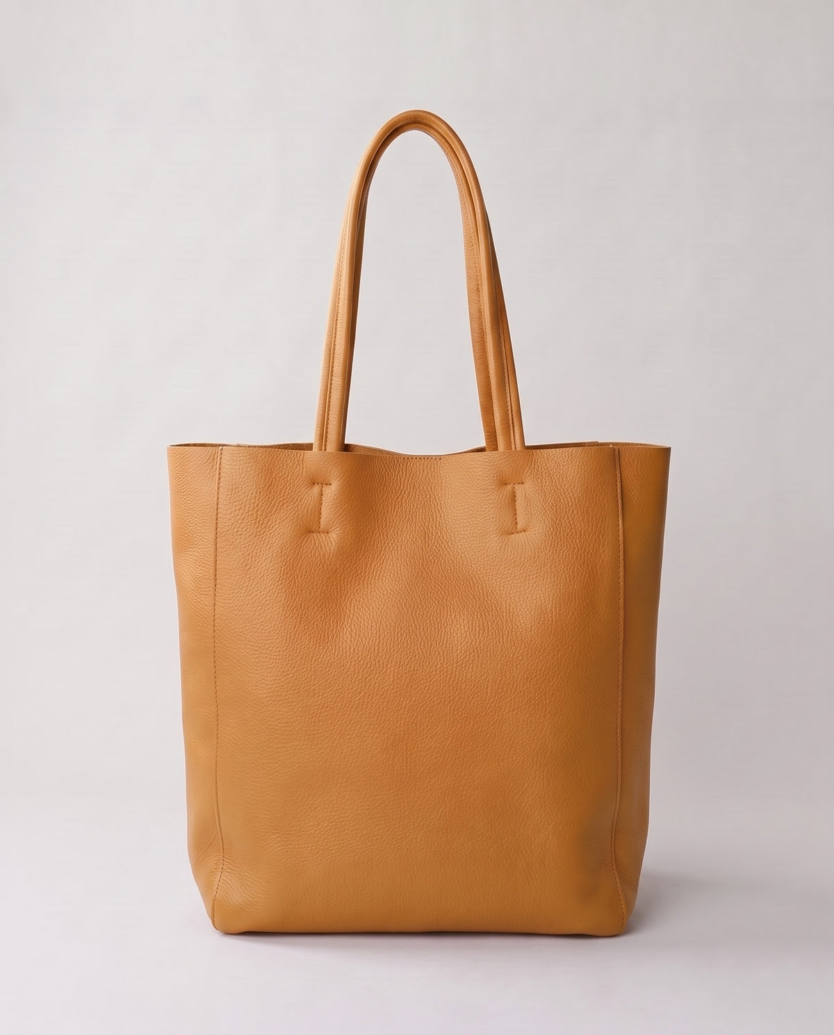 Costa leather tote in camel, back view
