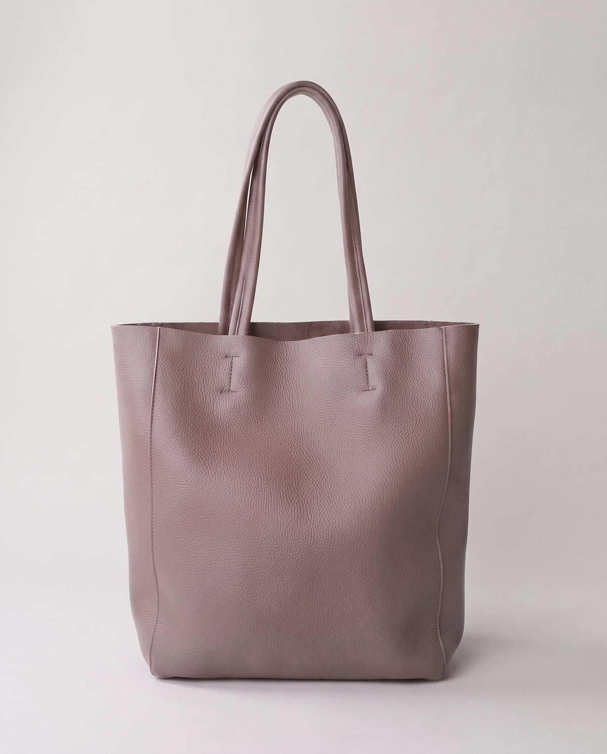 Costa leather tote in mauve, front view