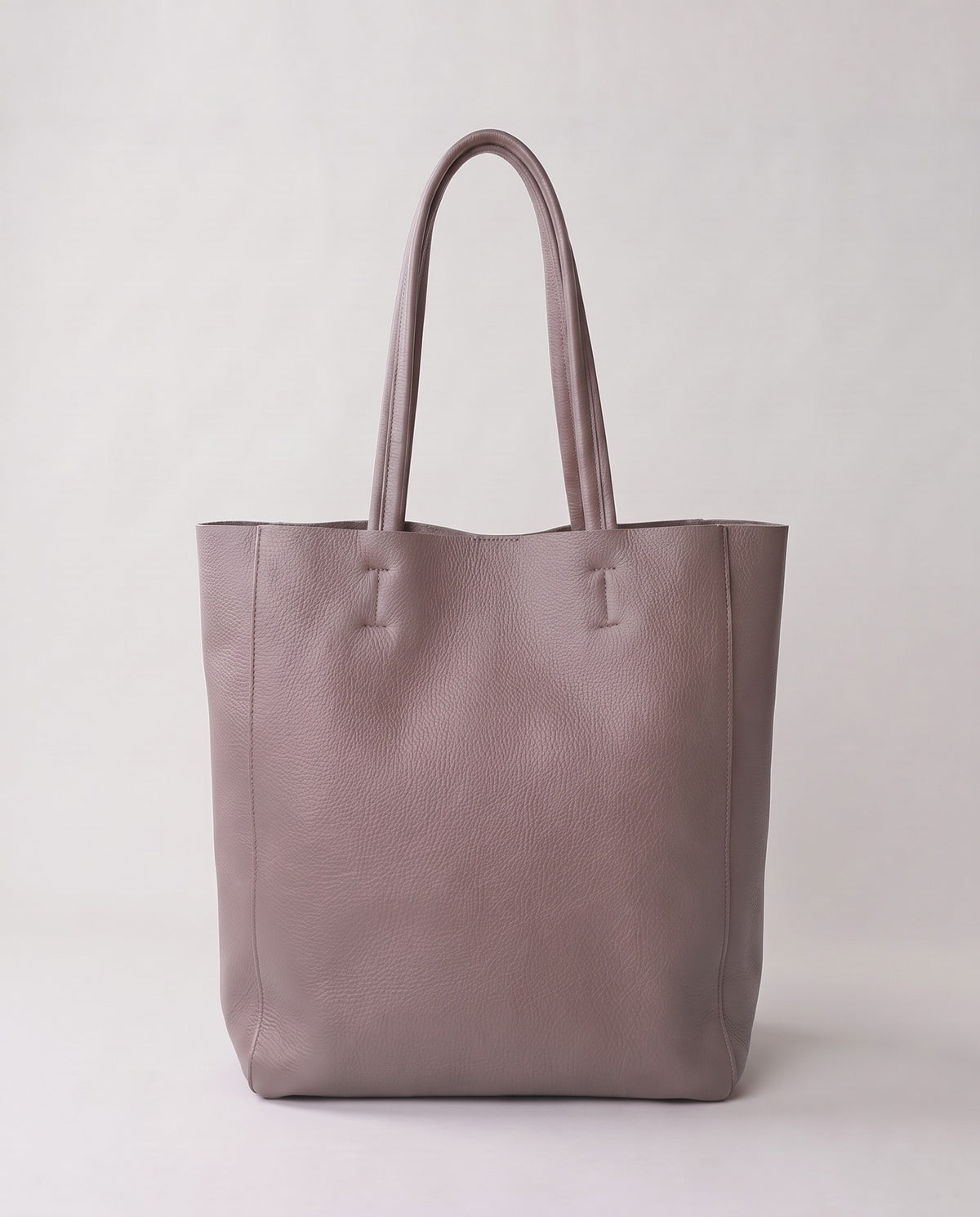 Costa leather tote in mauve, back view