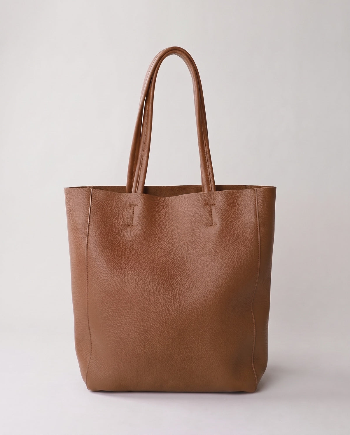 Costa leather tote in taupe, front view
