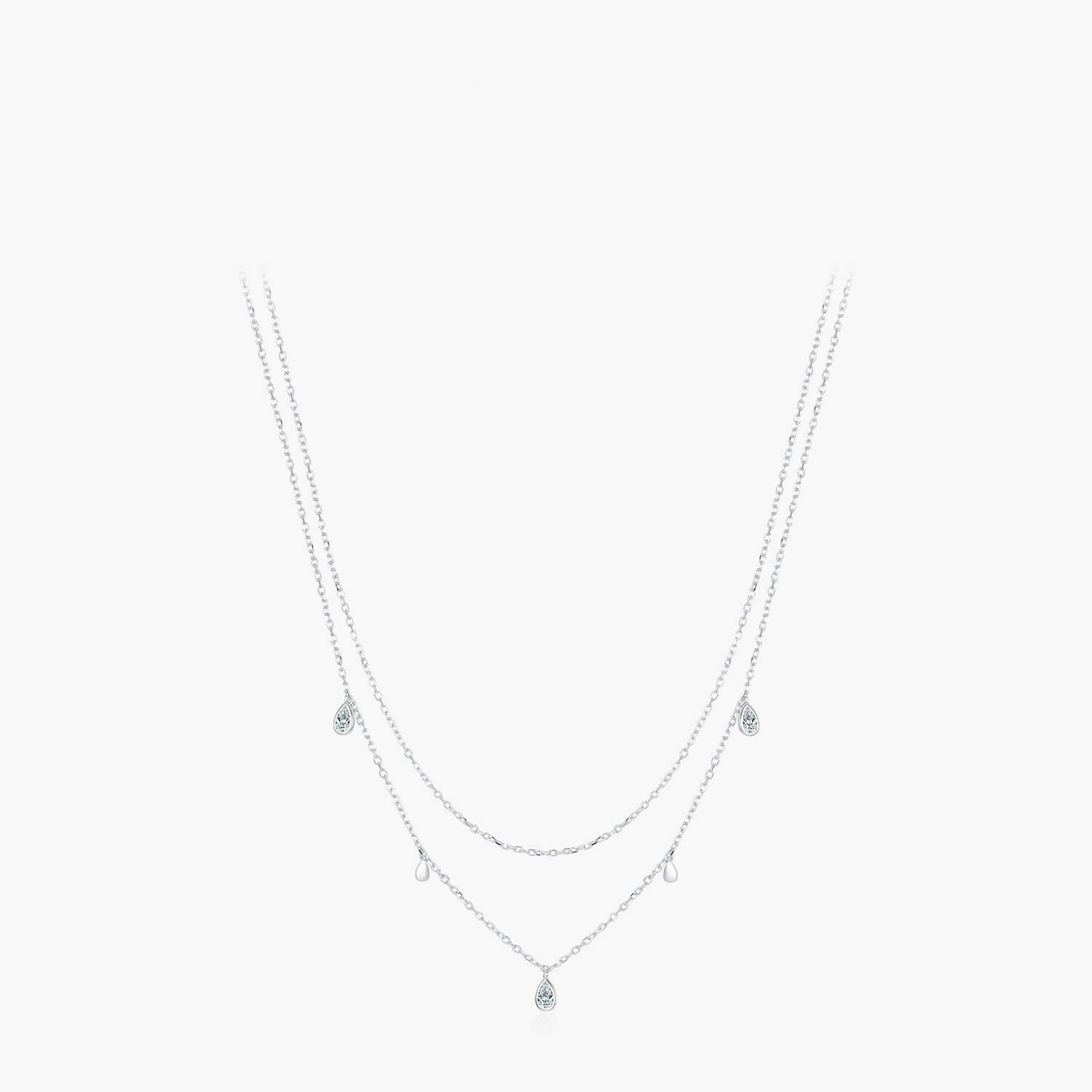 Silver Double Layered Water Droplet Necklace