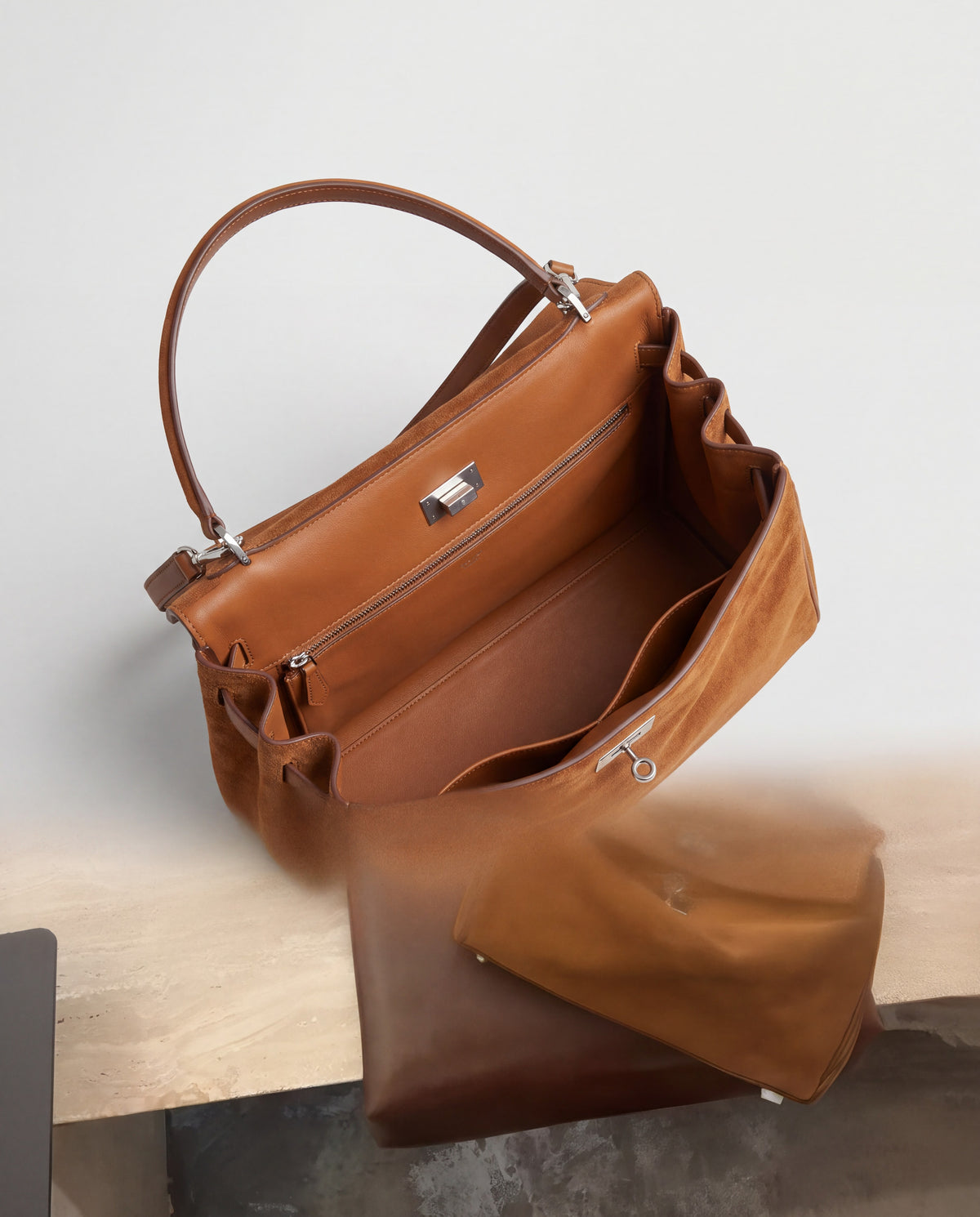 Dolce Small bag in Caramel – interior view