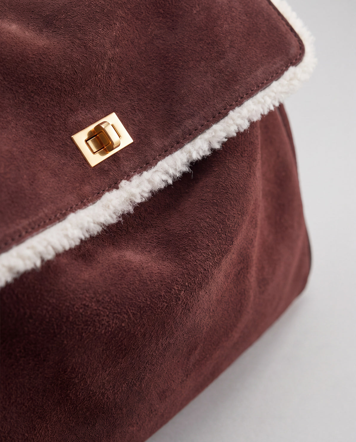 Dolce Large bag in Mahogany – leather detail
