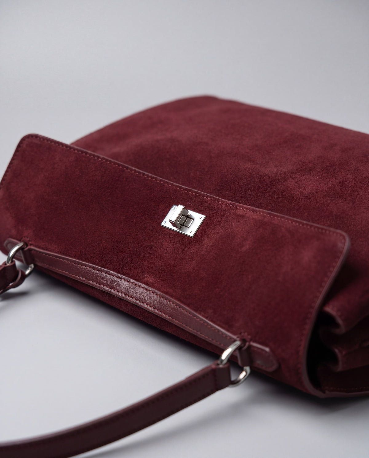 Dolce Small bag in Wine – leather detail