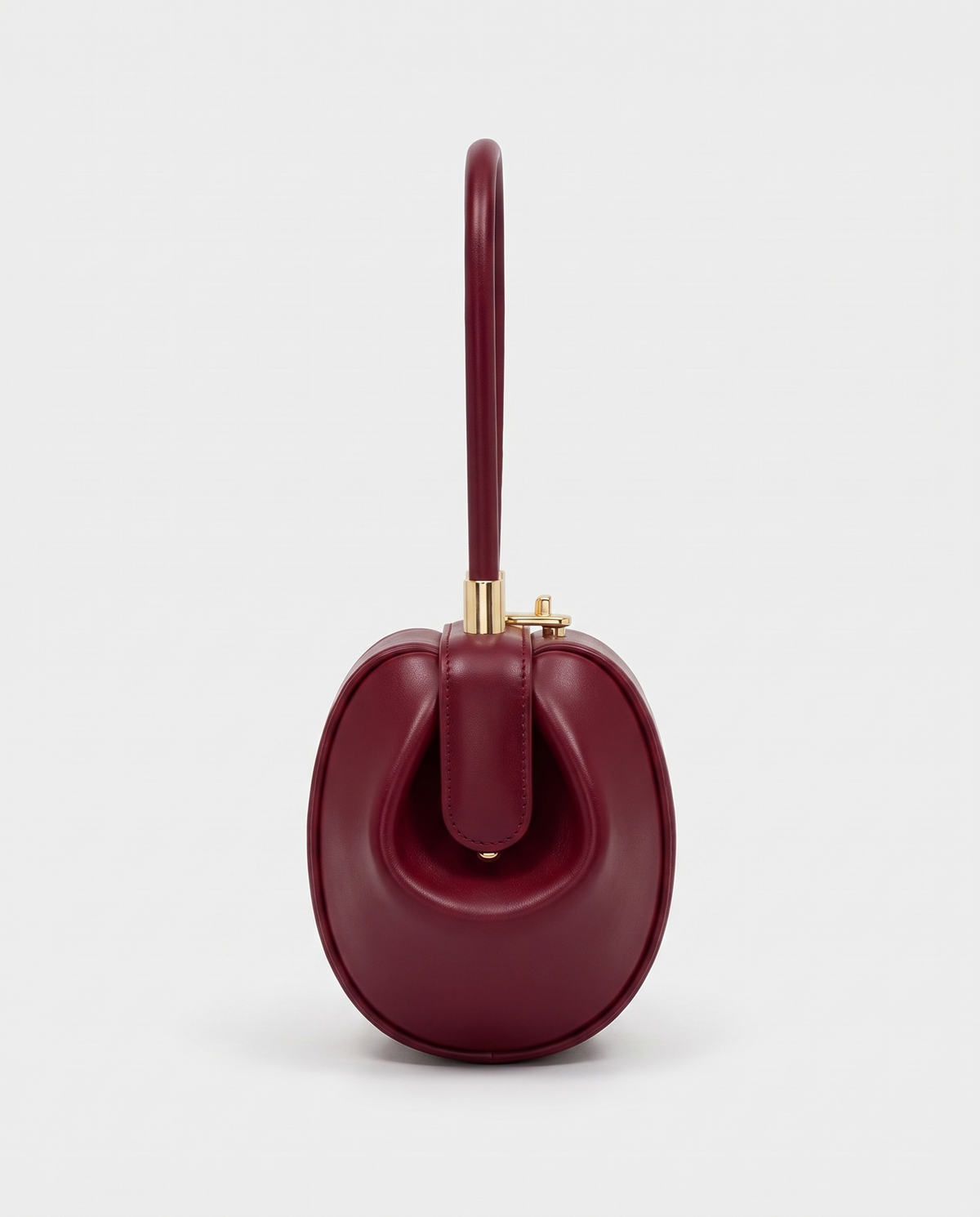 Dumpling Maxi leather top-handle bag in Red – side view