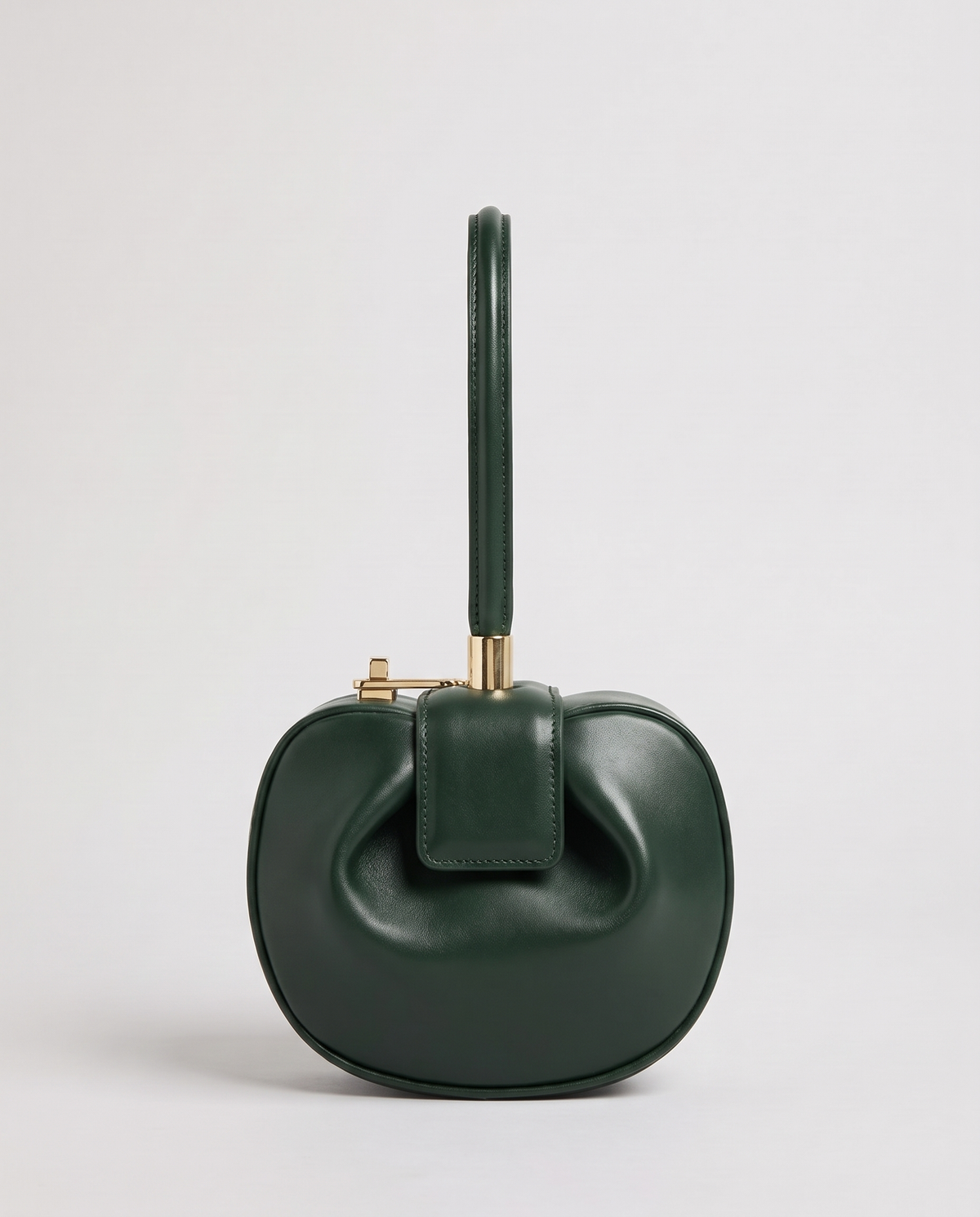 Dumpling Mini leather top-handle bag in Green – front view