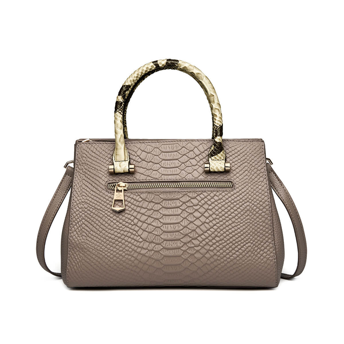 Khaki Snake Skin Handbag