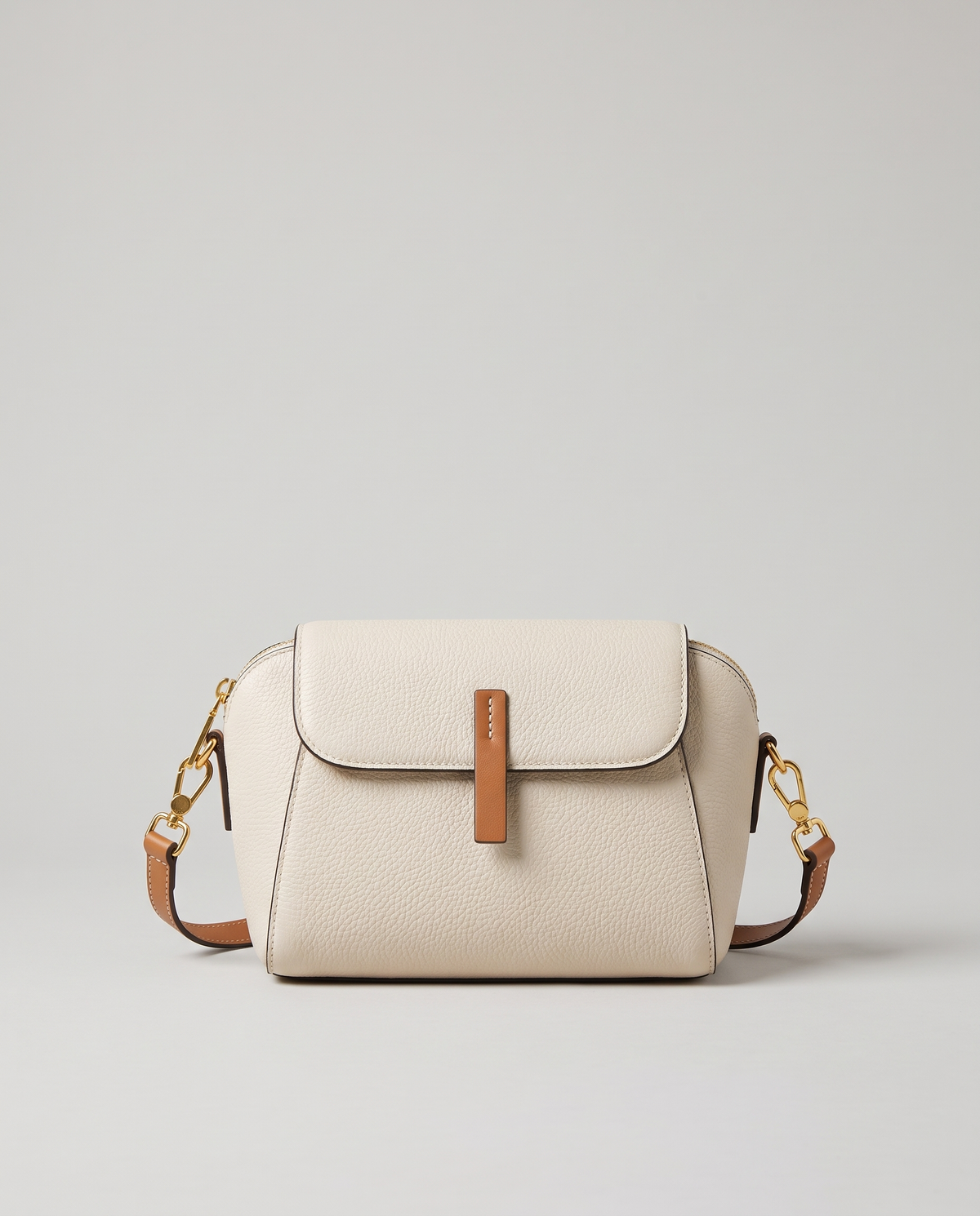 Elara mini leather crossbody in White – front view