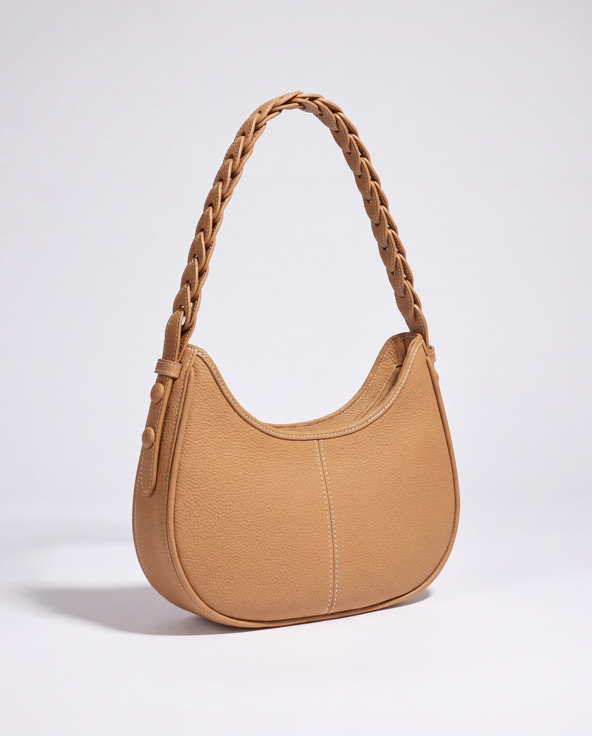 Everyday Shoulder Bag in Camel – three-quarter view