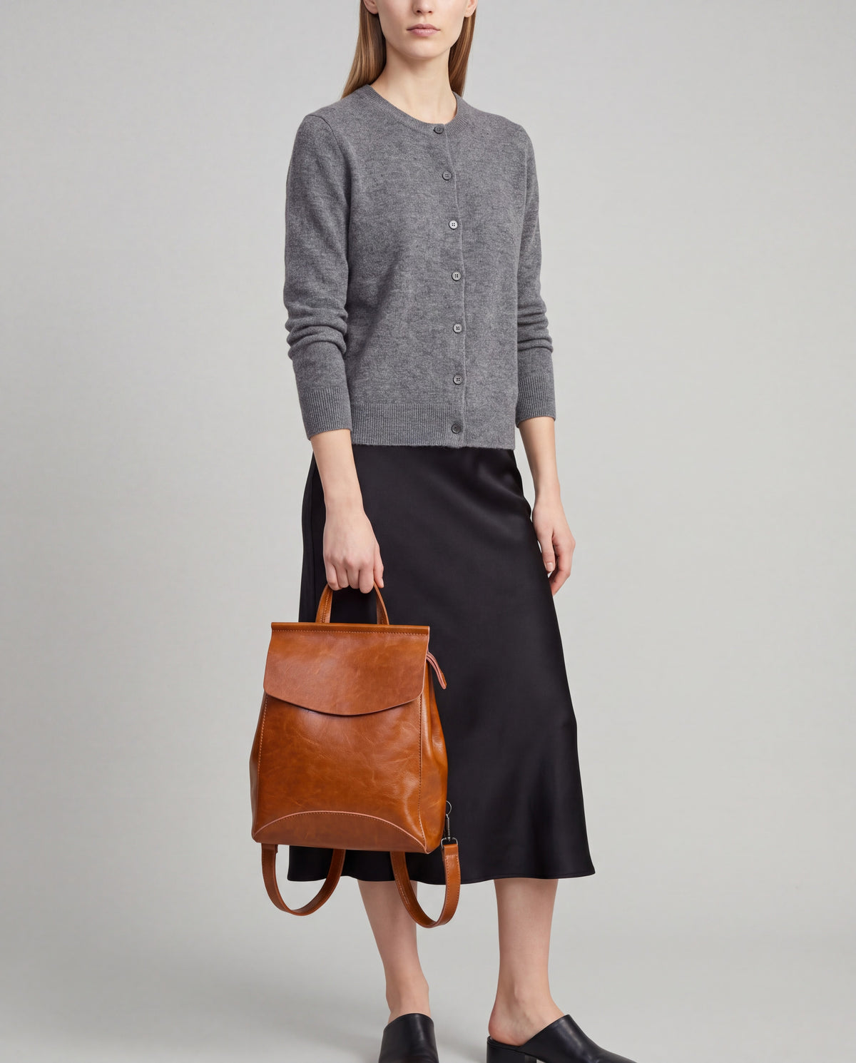 Forma bag in Brown – worn by model, close-up