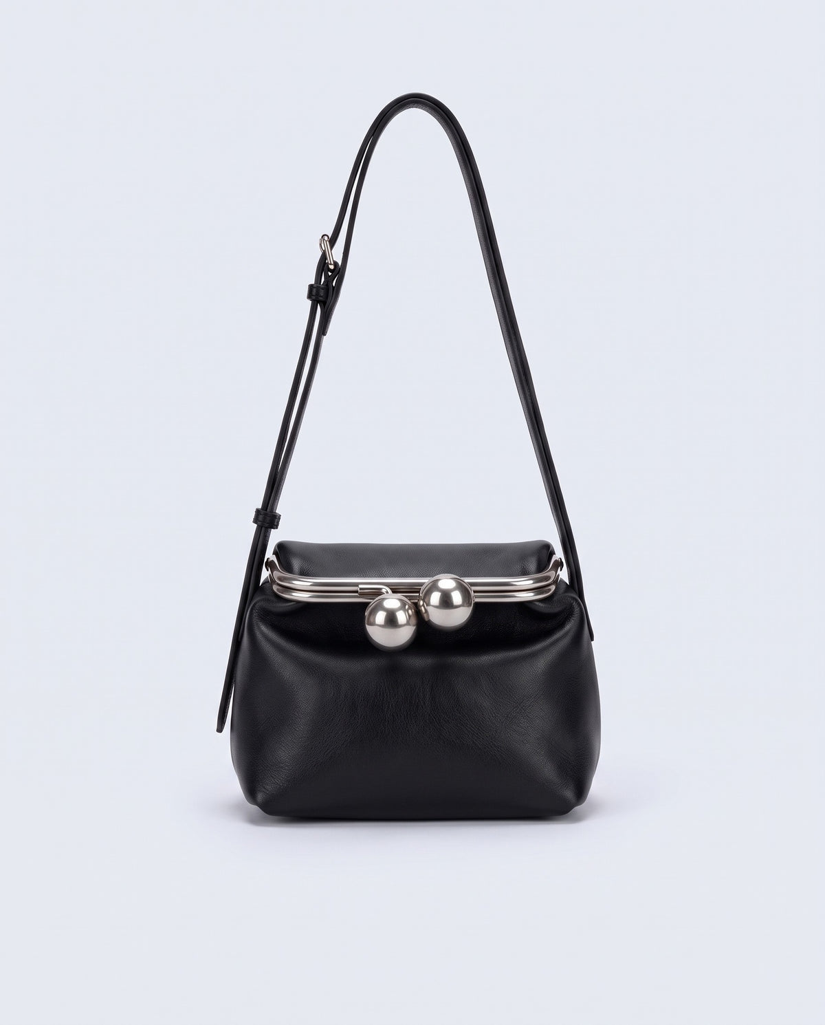 Garda leather frame bag in Black – front view