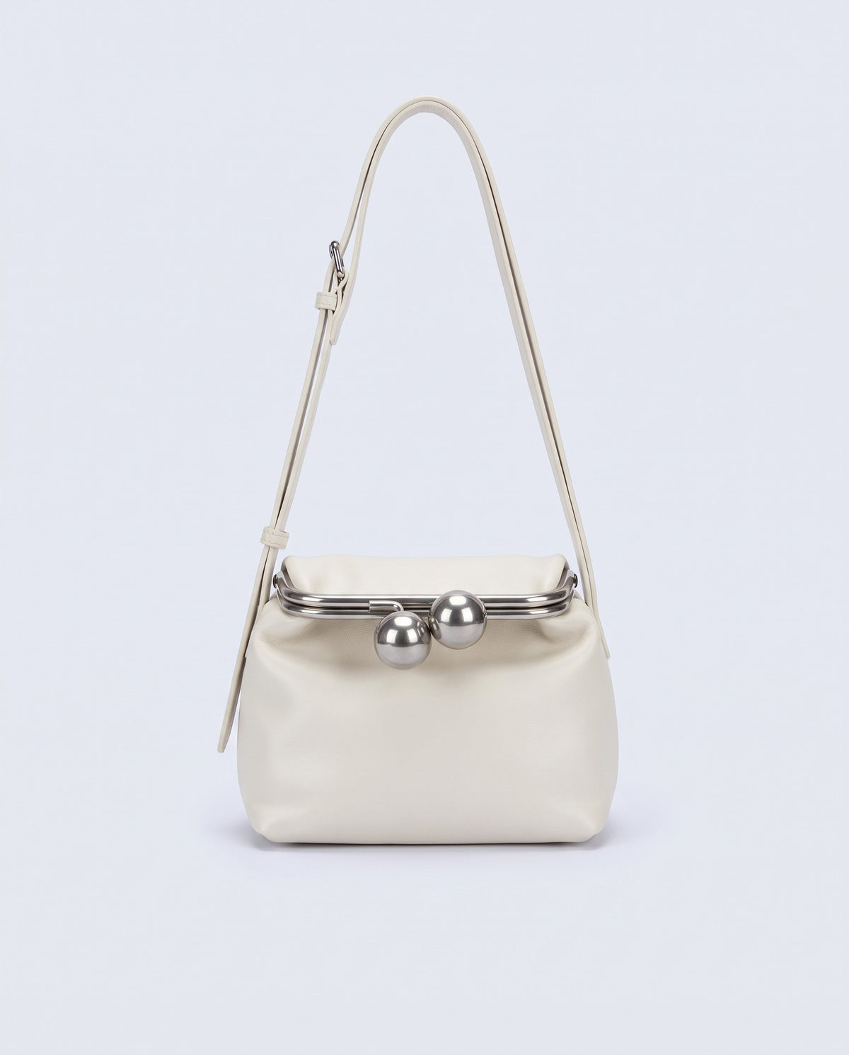 Garda leather frame bag in Ivory – front view