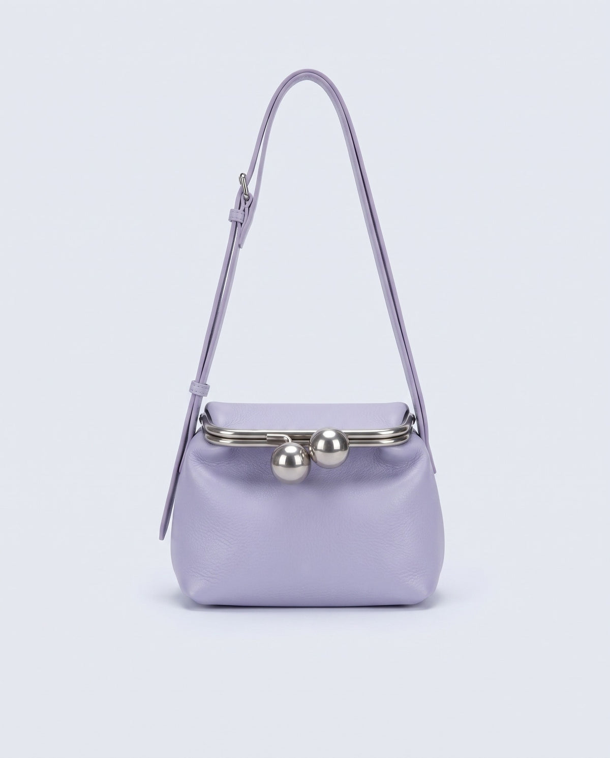 Garda leather frame bag in Lavender – front view