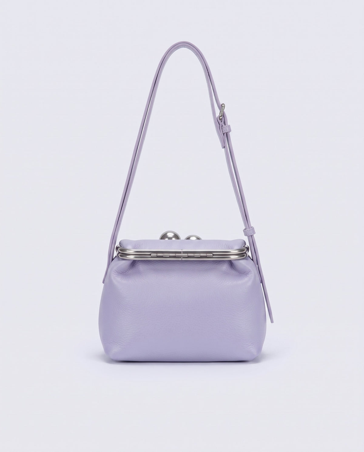 Garda leather frame bag in Lavender – back view