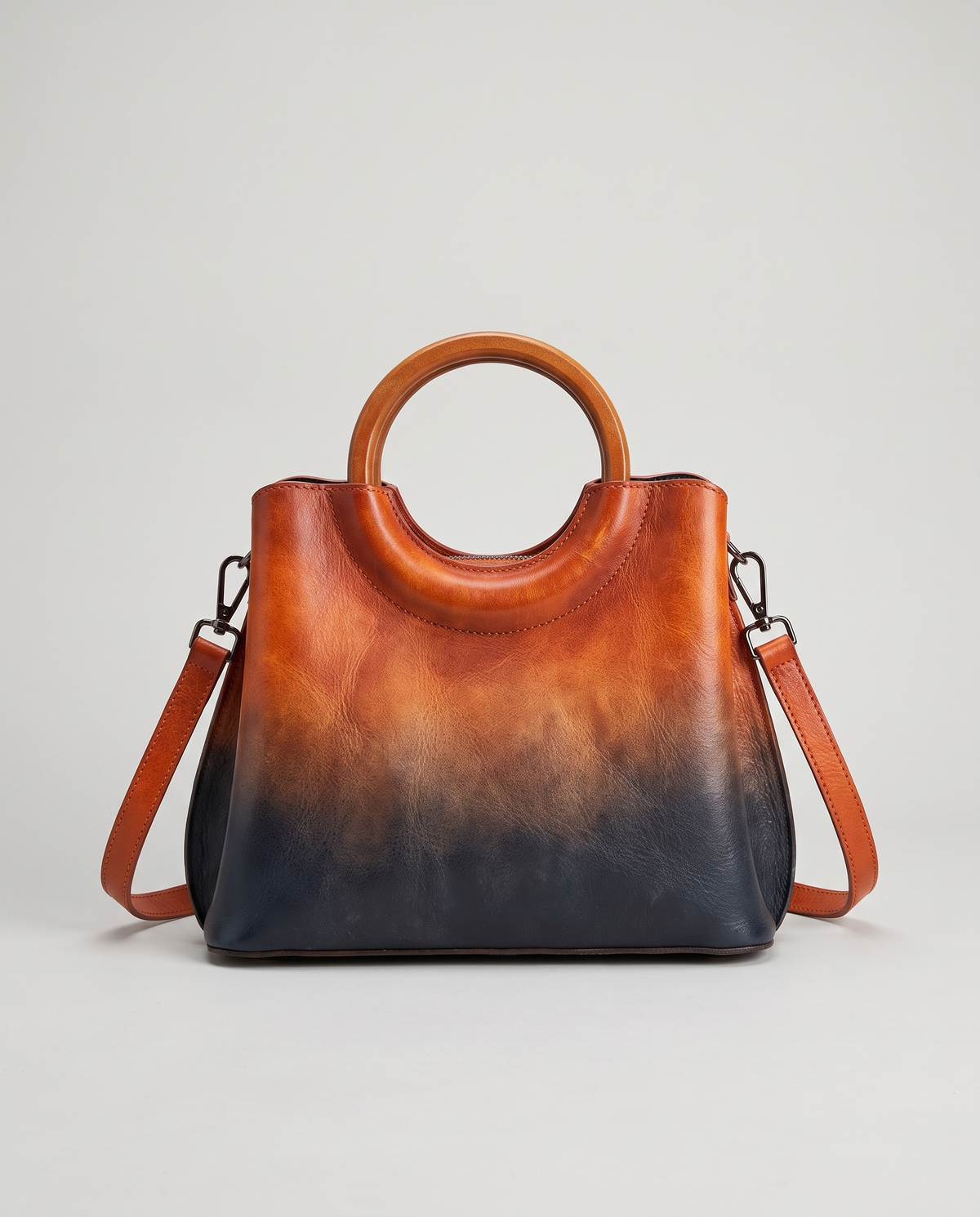 Ombra hand-painted ombré leather bag in Orange – front view