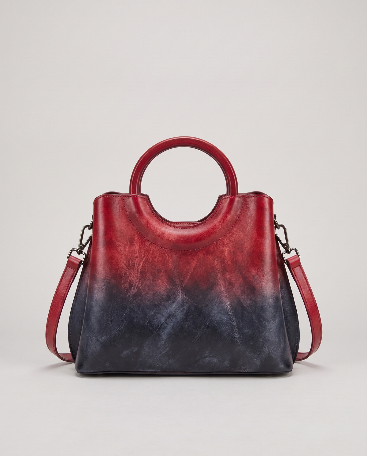 Ombra hand-painted ombré leather bag in Red – back view
