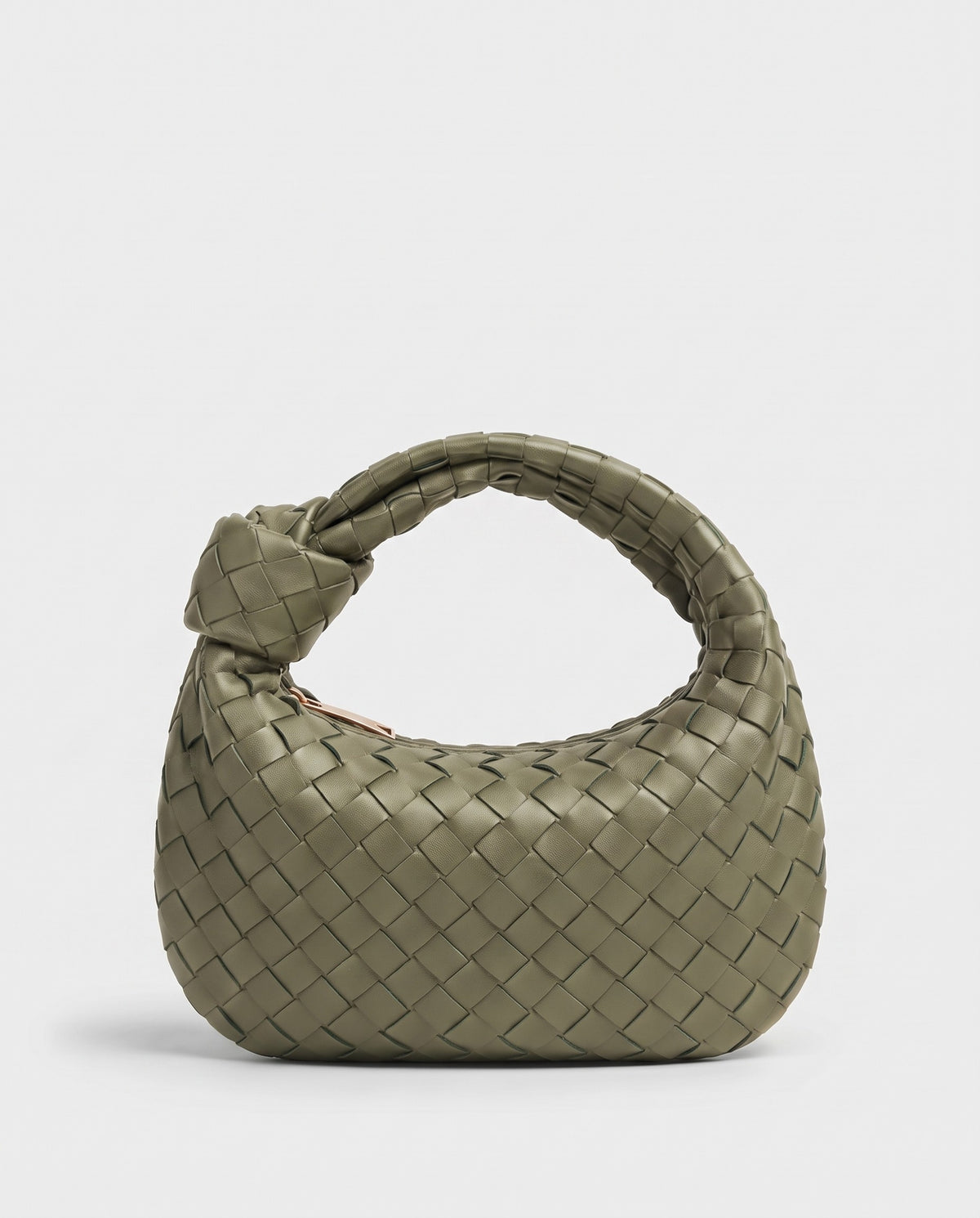 Knot Midi woven leather bag in Sage – back view
