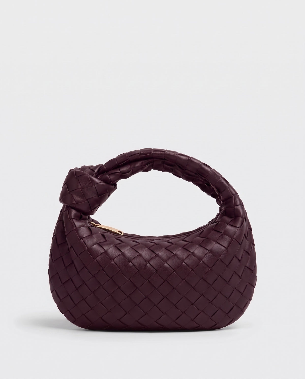 Knot Mini woven leather bag in Bordeaux – back view