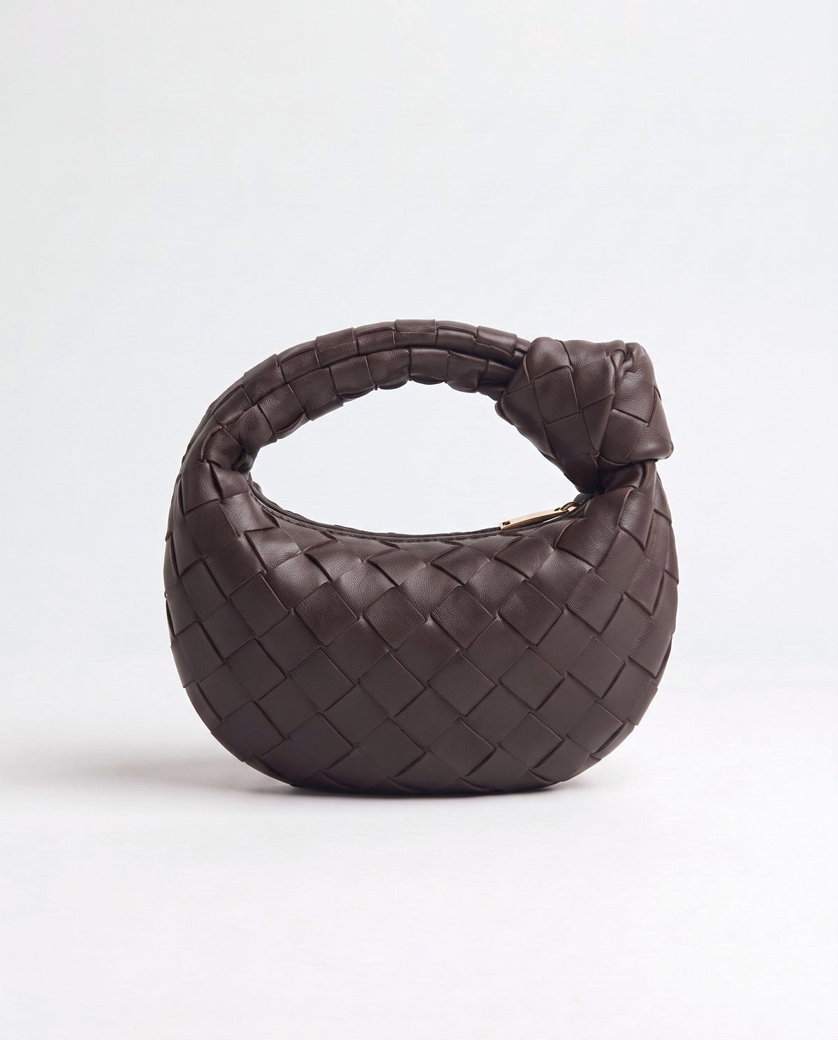 Knot Mini woven leather bag in Espresso – back view