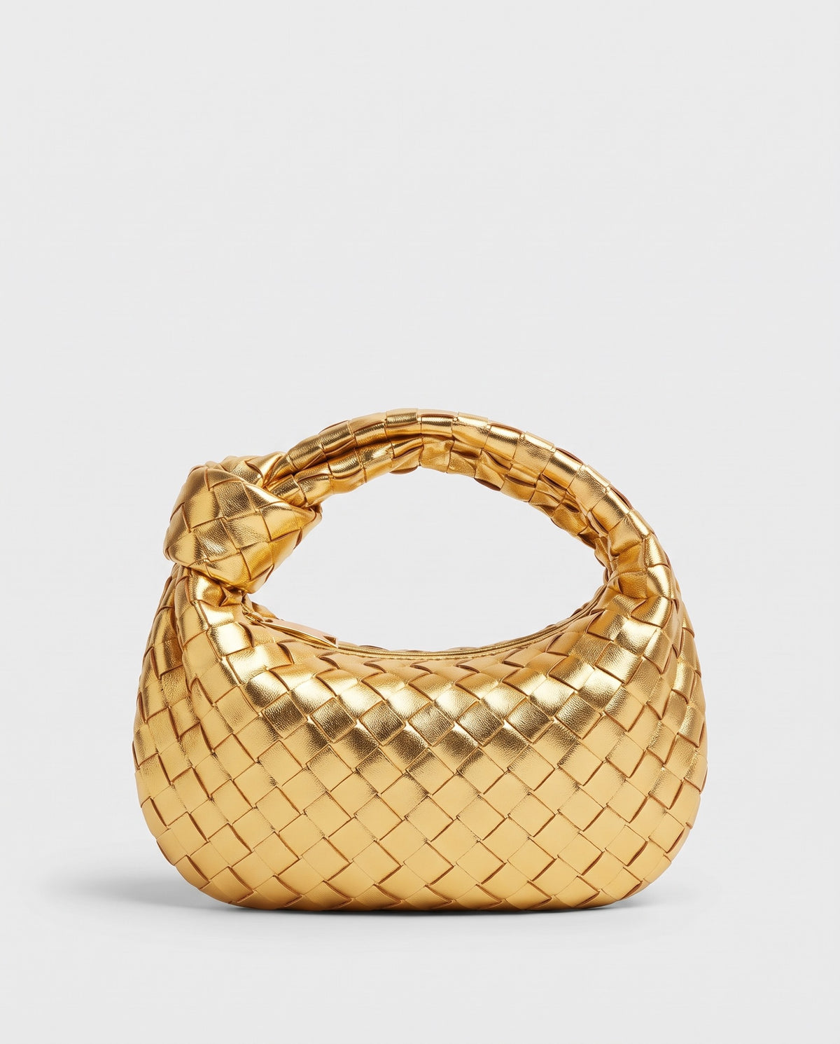 Knot Mini woven leather bag in Gold – back view