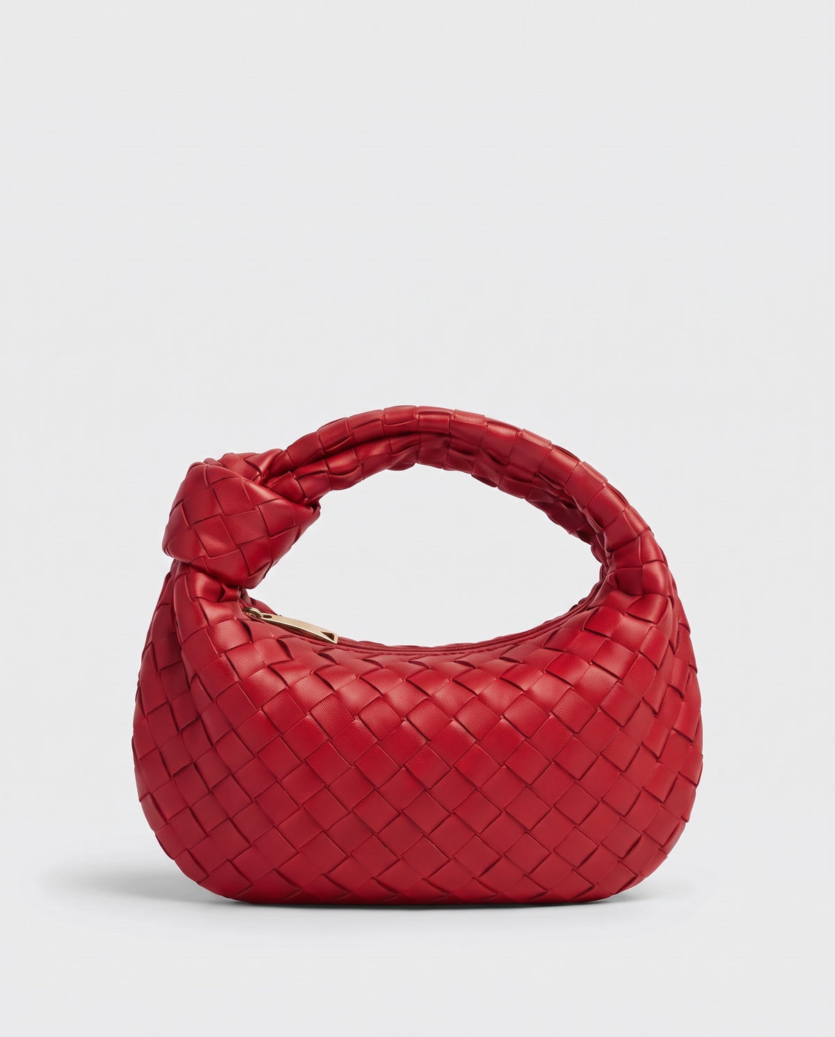 Knot Mini woven leather bag in Scarlet – back view