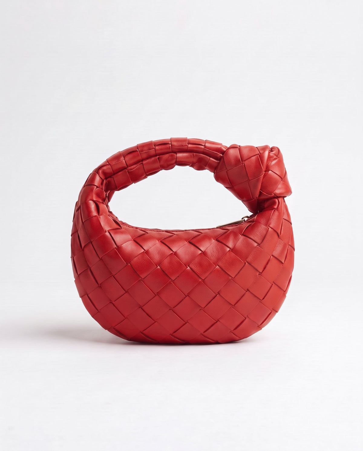 Knot Mini woven leather bag in Scarlet – back view