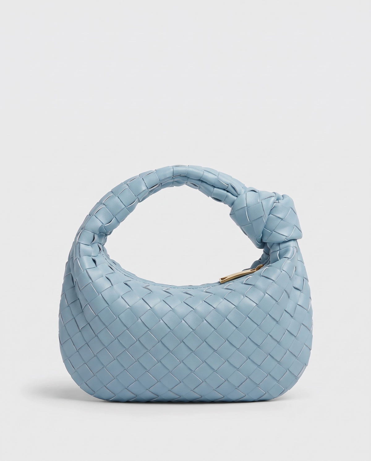 Knot Small woven leather bag in Sky Blue – back view