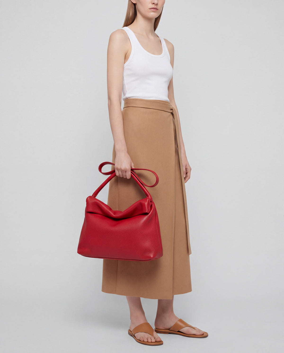 Lido bag in Red – worn by model, close-up