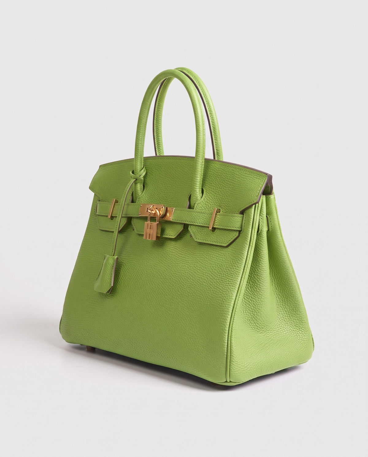 Lock Large leather top-handle bag in Avocado – three-quarter view