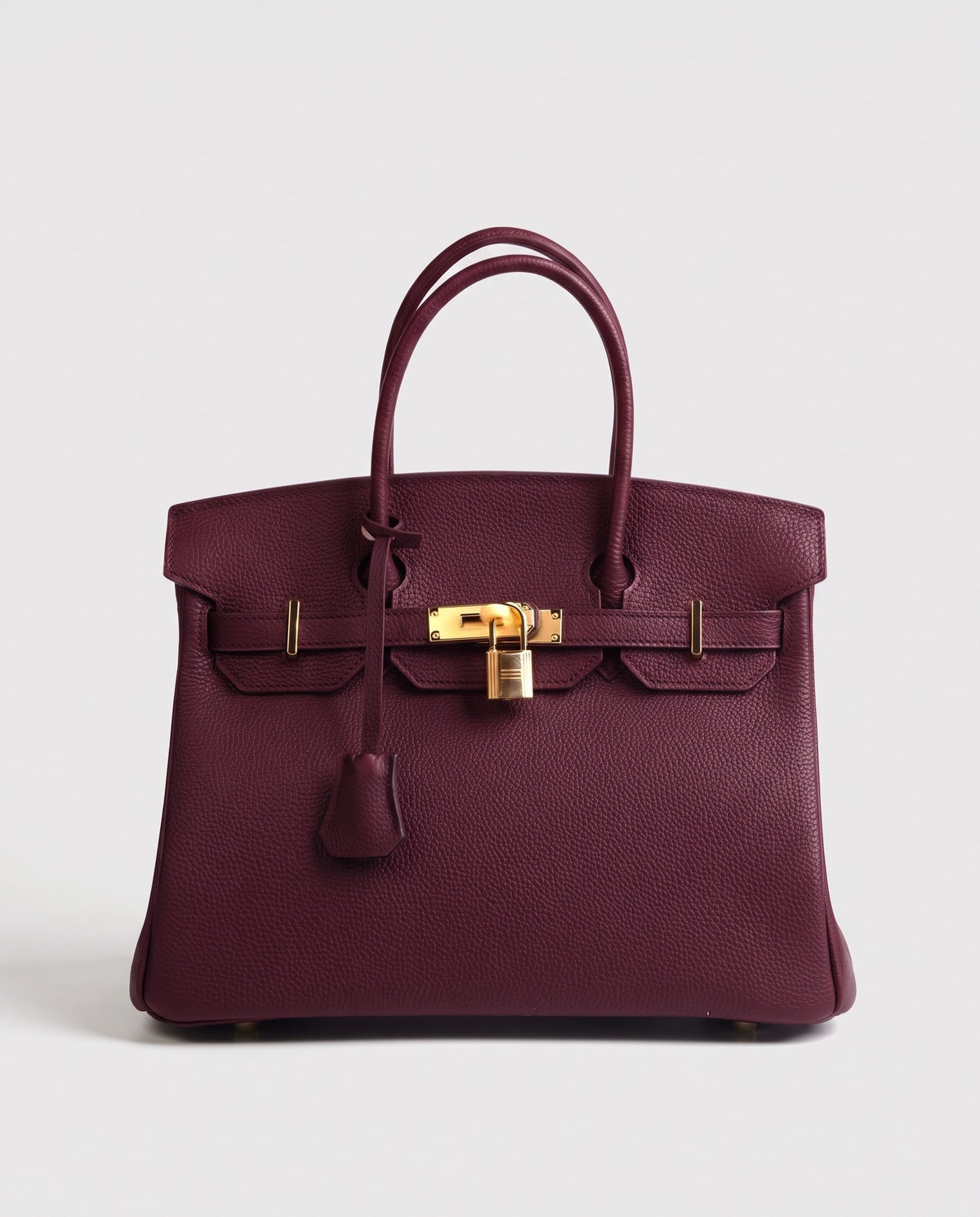 Lock Large leather top-handle bag in Bordeaux – front view