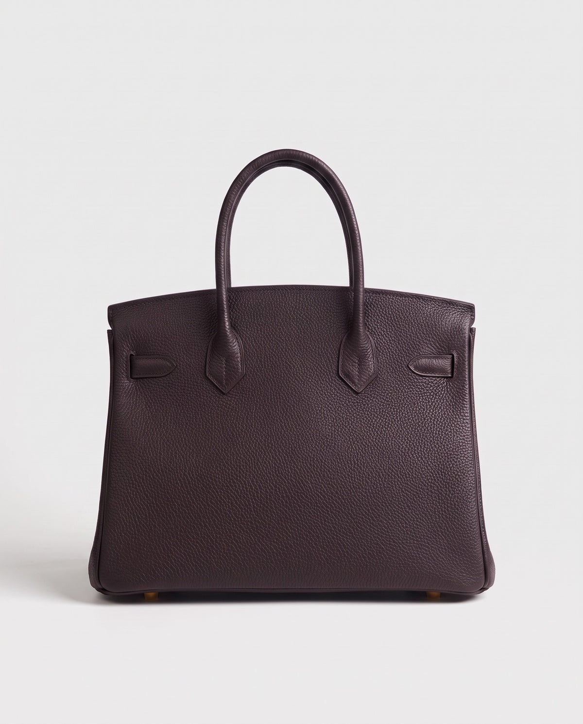 Lock Large leather top-handle bag in Espresso – back view