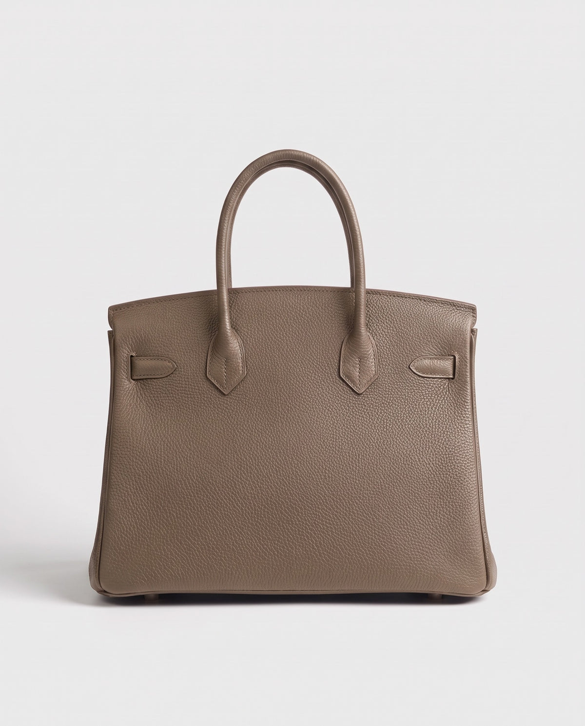Lock Large leather top-handle bag in Taupe – back view