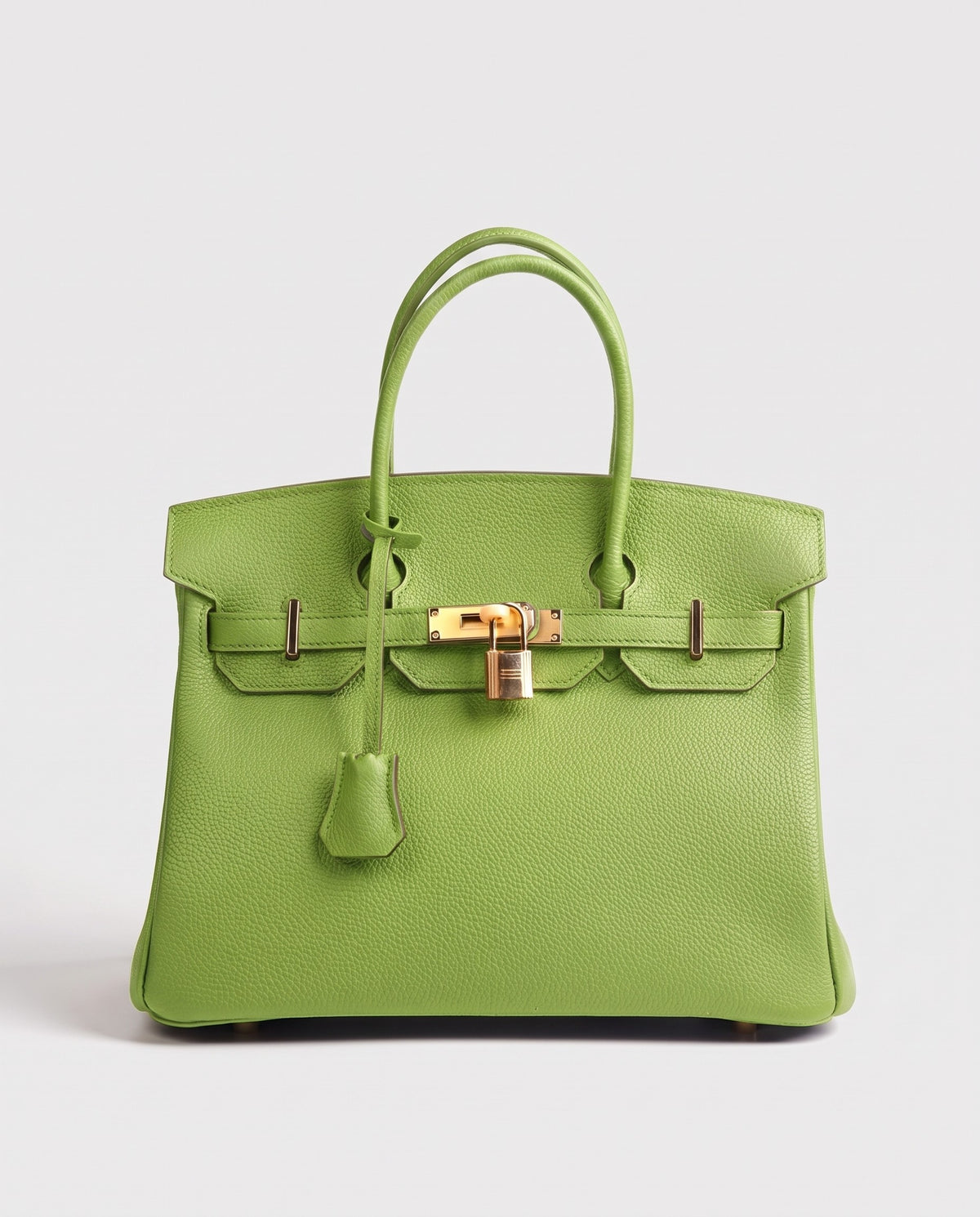 Lock Small leather top-handle bag in Avocado – front view