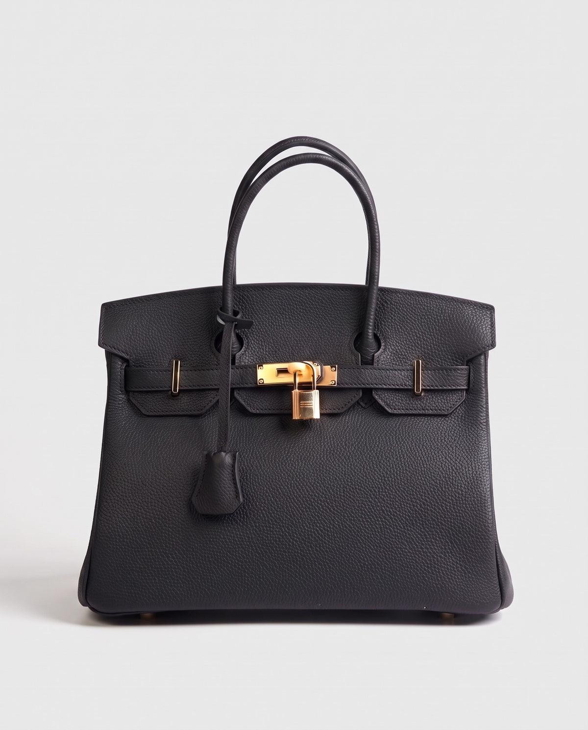 Lock Small leather top-handle bag in Black – front view
